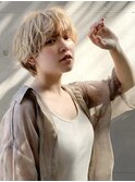 【松尾】大人かわいい シアベージュ ハイトーンショート 前髪