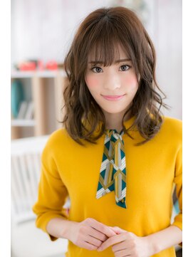 ミック ヘアアンドメイク アップ 駒込店(miq Hair&Make up) 大人かわいい♪ゆるふわシースルーバング鎖骨ミディアムa1