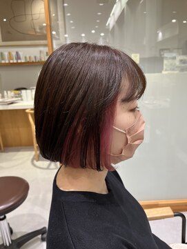 ヘアーアンドスパ メル(hair&spa m.e.l by origami) ボブ×インナーカラーピンク