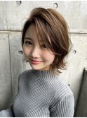 くびれミディアムレイヤー大人ハンサムミディアム新宿