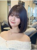 顔まわりレイヤーボブ/レイヤーボブ/丸みボブ/ミディアムボブ