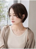 ショートボブ×レイヤーボブ/モカブラウン丸顔面長20代30代池袋