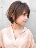 ★大人かわいい小顔モテ髪ひし形前下がりショートピンクベージュ