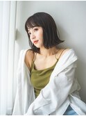 20代30代大人かわいいうる艶髪透けバングぷつっとボブ