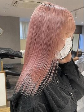 ロンドシェリ 仙台(Lond Cheri) ワンレン×ブリーチ/ピンクベージュ 小顔 ハイトーン美髪仙台