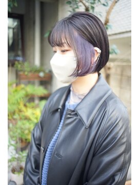 シエン 恵比寿(CIEN) インナーカラー/パープルカラー/ワンレンボブ/黒髪/ケアブリーチ