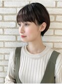 前髪あり耳掛け丸みくびれショートボブ20代30代40代50代(蘭)