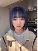13238艶髪ネイビーブルーブルーシルバーレイヤーブルーカラー