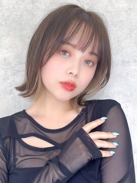 ラフィスヘアーリーフ 北山店(La fith hair Leaf) 【La fith】外ハネボブ×インナーカラー×セピアベージュ