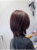 ミディアムレイヤー×ピンクブラウン