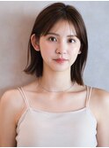 前髪 こなれミディ イメチェン ミディアム 外ハネ ベージュ