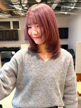 ディッセンバー 神宮前(December) 暖色カラー/ピンクカラー/レイヤーカット/渋谷