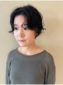 パーマショート ショートパーマくせ毛風パーマセンターパート