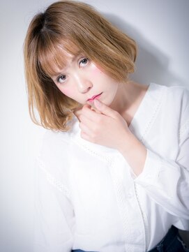 カバーヘア ブリス 戸田公園西口店(COVER HAIR bliss) 大人ガーリーハイトーンカラーＡラインボブv戸田公園10代20代