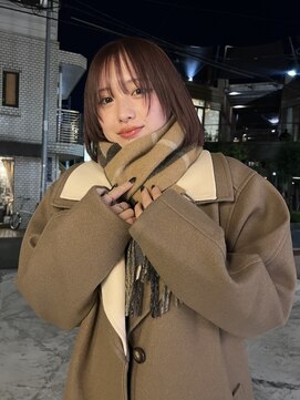 ルル 表参道(lulu.) ミニボブ 切りっぱなしボブ ピンクブラウン ボブウルフ【Riku