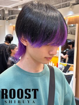 ルースト 渋谷店(ROOST) インナーカラー【ブラック×パープル】