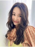 韓国顔周りレイヤーカット×セミディ×透明感シアカラー[原宿]