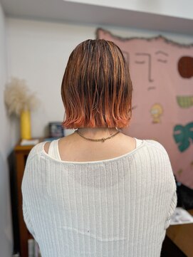 アンドチル 渋谷(AND CHILL) 裾カラー/グラデーションカラー/アプリコットオレンジ　渋谷