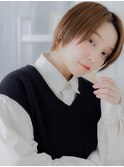 マロンベージュ前髪なし小顔ショートマッシュa越谷20代30代40代
