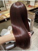ブリーチなしダブルカラー　ワインレッド　赤髪