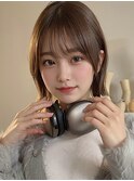 くびレイヤーボブルフネビージュ小顔ワンレンこなれミディ