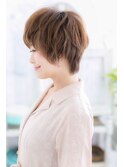 きちんと感♪ココアブラウンアシンメトリーフェミニンショートb