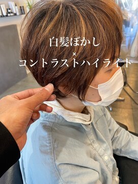 ドルセプラタ(Dulce plata) 大人上品ショート白髪ぼかしハイトーンコントラストハイライト