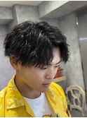 刈り上げツーブロックアップバングツイストスパイラルパーマ　h