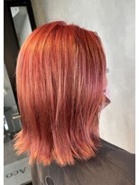 アコ(Aco)&nbsp;アプリコットピンク/オレンジピンク/白髪ぼかしブリーチ
