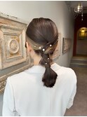 お呼ばれヘア/ヘアアレンジ/金箔/ポニーアレンジ