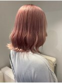 9423ミルクティーピンクハイトーンカラー韓国艶髪レイヤーボブ