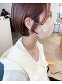 ショートボブ×ピンクブラウン