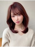 後れ毛が可愛い顔周りレイヤー/ナチュラルアッシュ/顔周り