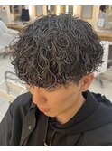 波巻きスパイラル黒髪マッシュツイストスパイラル