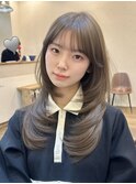 韓国風/レイヤー/前髪カット/オリーブ/透明感/ハッシュカット