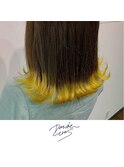 新潟×ハニーイエロー×裾カラー×切りっぱなしボブ