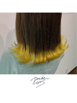 パドトロワ(Pas de trois)&nbsp;新潟×ハニーイエロー×裾カラー×切りっぱなしボブ