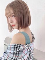 ボブカット　ミルクティーピンク　ハイトーンカラー