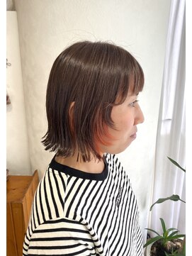 フレア 心 武庫之荘(flare) ウルフボブ*インナーカラーオレンジ