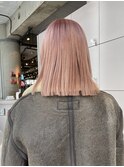 切りっぱなしミディ/ピンクカラー/ハイトーン
