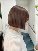 大人かわいい/ショートボブ/丸みショート/ミルクティーベージュ