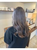 暗めグレージュ×ハイトーンカラー×寒色系カラー×巻き髪ロング