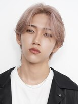 サンクマーケット 渋谷(cinq MARKET)&nbsp;韓国メンズピンクベージュミルクティーカラーセンターパートヘア