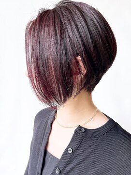 モリオフロムロンドン 原宿本店(morio from London) 【morio原宿】前下がりショート　くびれショート　赤髪レッド