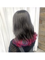 ムク(:muku)&nbsp;裾デザインカラー/レッド×ラベンダー