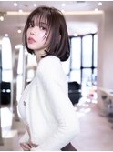 顔周り前髪/ワンレンボブ×ワンホンレイヤーカット/髪質改善