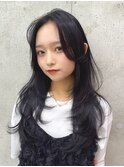 韓国風レイヤーカットブリーチダブルカラー前髪 
