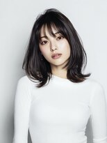 ハーツオオサカ(HE:ARTS OSAKA)&nbsp;黒髪くびれセミディ×薄め前髪【梅田 韓国ヘア】