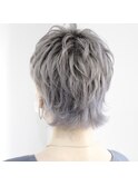 ショートウルフ/大人ヘア/シルバーカラーホワイトカラー