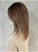 グラデーションカラー_アースカラーくびれヘア_ba378043